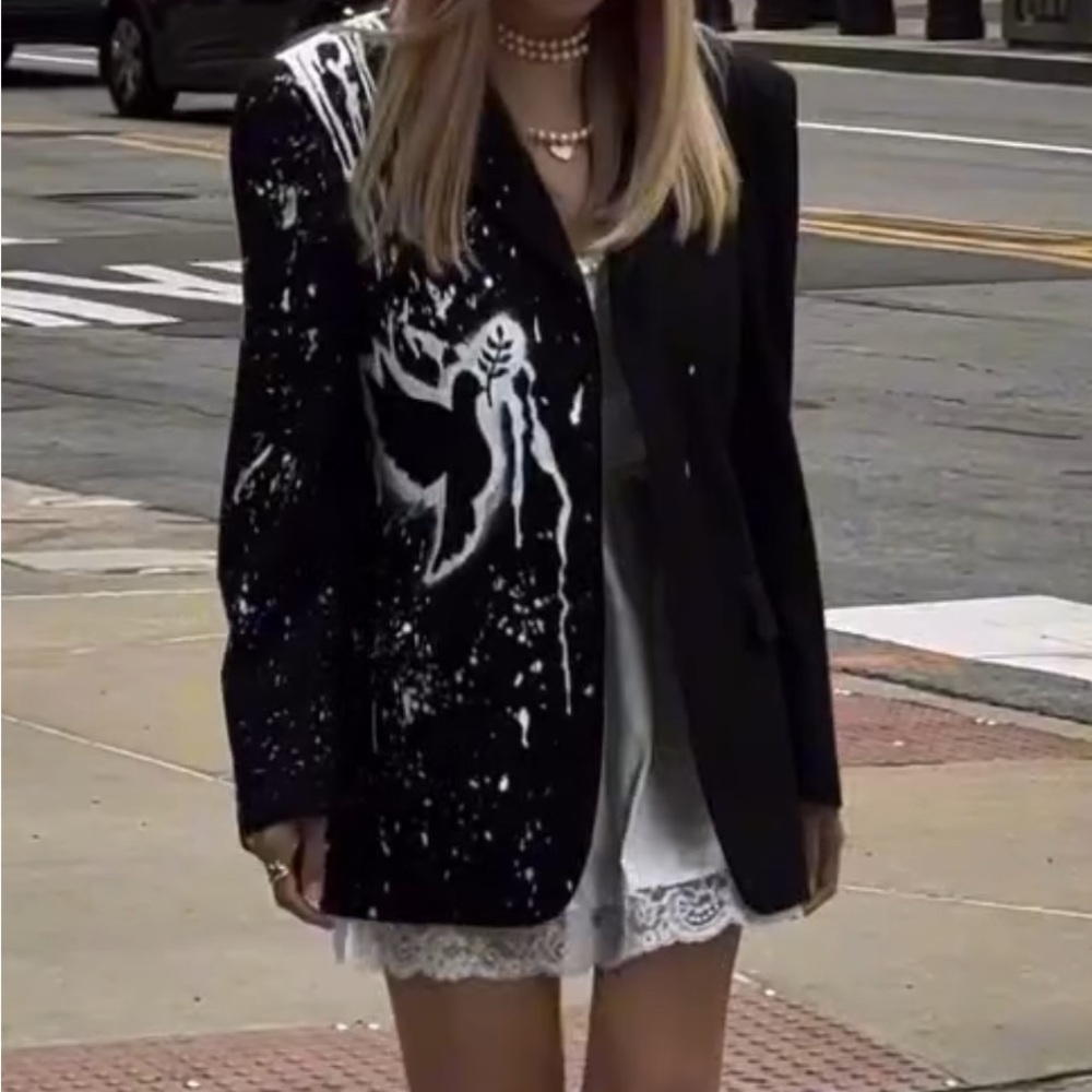 Stylish Black and White Unisex Blazer